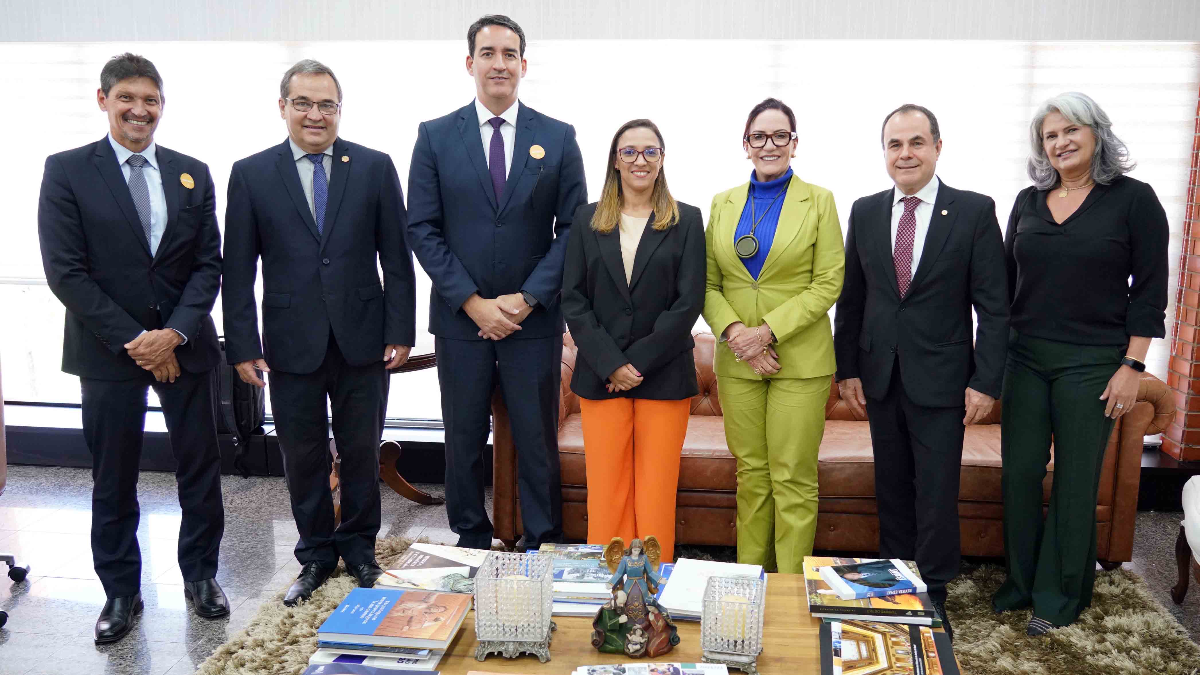 Desembargadora Etelvina Maria Sampaio Felipe, presidente do TJTO reuniada com representantes de empresa de consultoria e estratégia