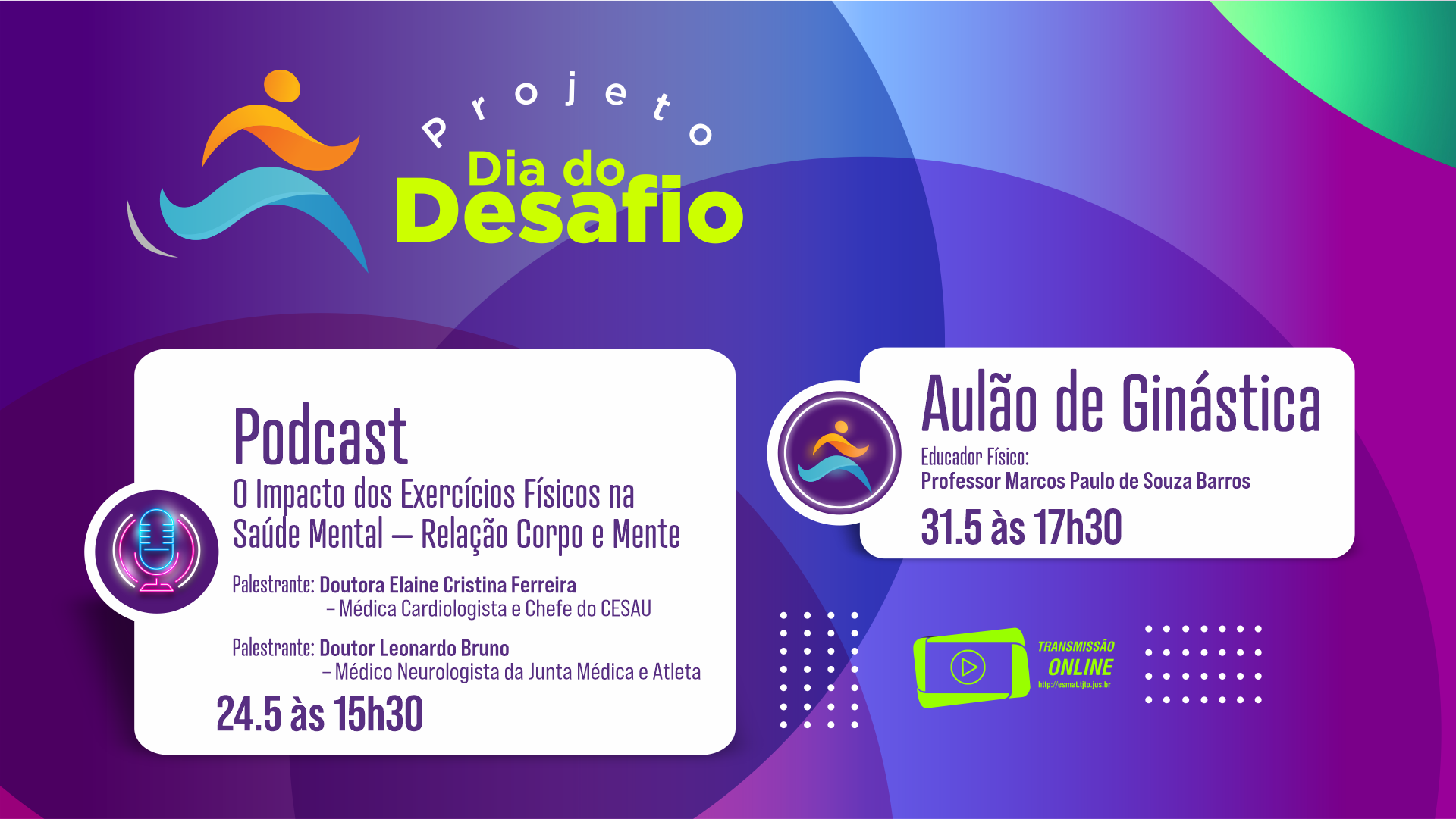 Card informativo com informações do evento