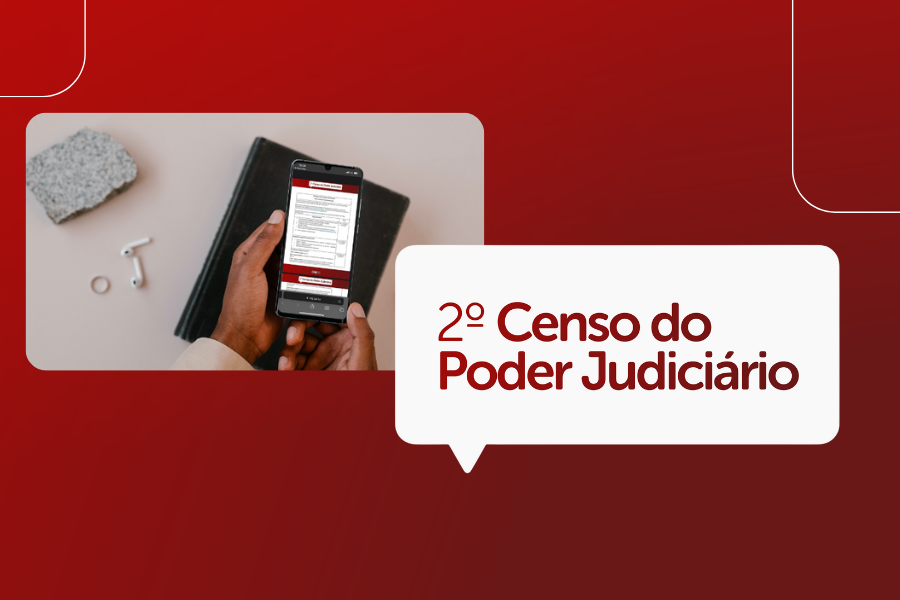 Card vermelho com os dizeres (2º Censo do Poder Judiciário)
