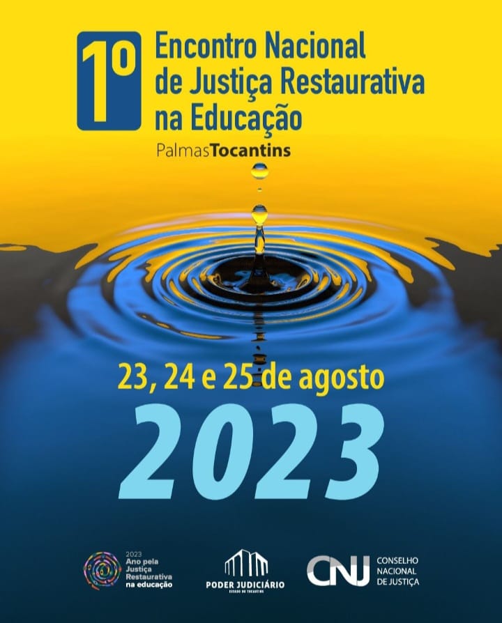 banner nas cores azul, amarelo e branco com a mensagem de divulgação do evento