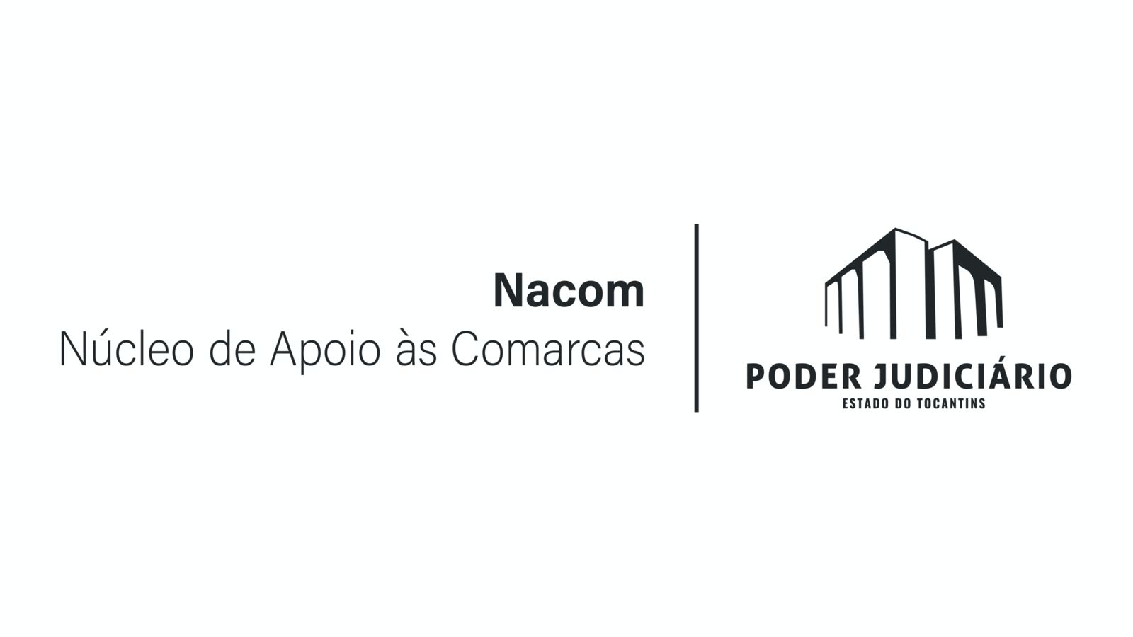 Logomarca preta escrito Nacom e fundo branco e a logomarca do Poder Judiciário