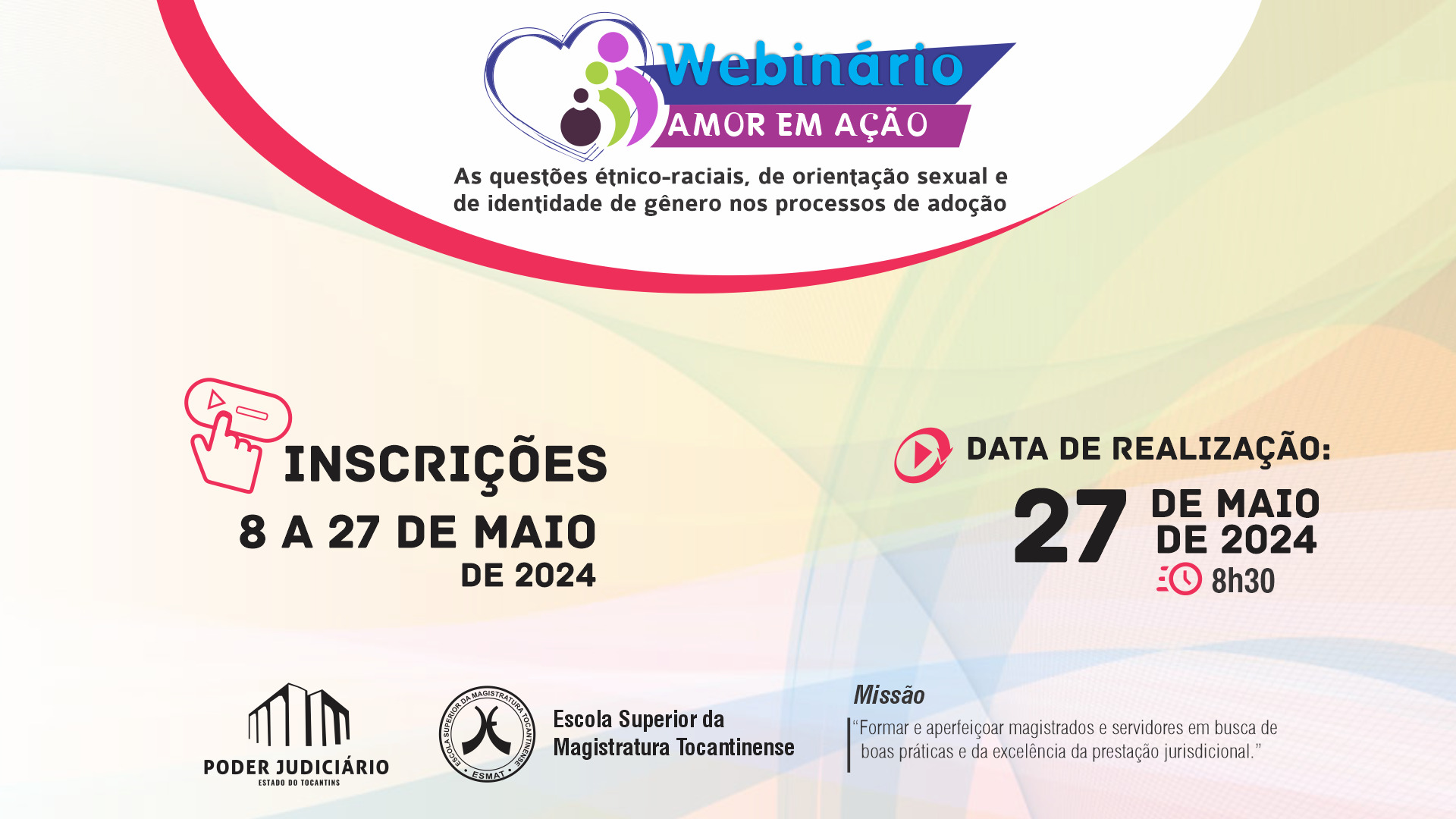 arte nas cores branca, roxo, lilas, azul, verde, vermelho. preto e amarelo fazem alusão á divulgação de webnario