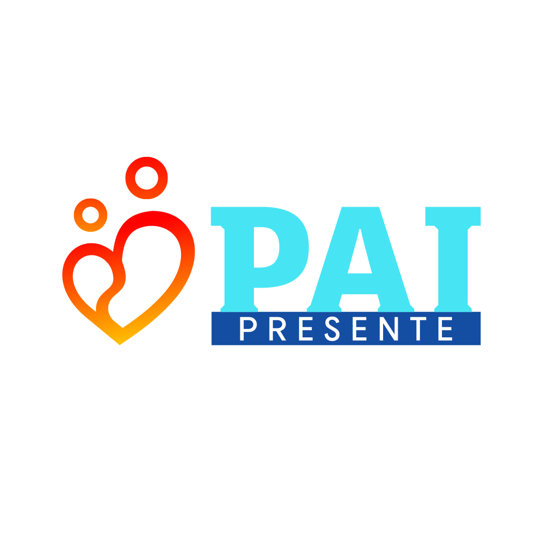 Imagem colorida que mostra a logomarca do programa Pai Presente