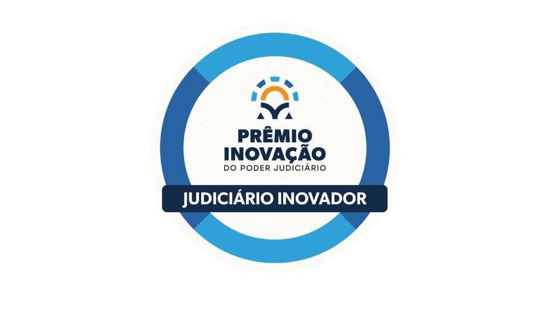 arte no formato horizontal nas cores azual branco e amarelo revelam soleo do premio inovação judiciaria