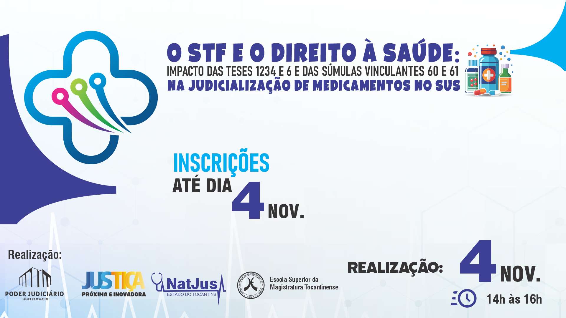 Arte com fundo branco anunciando o evento