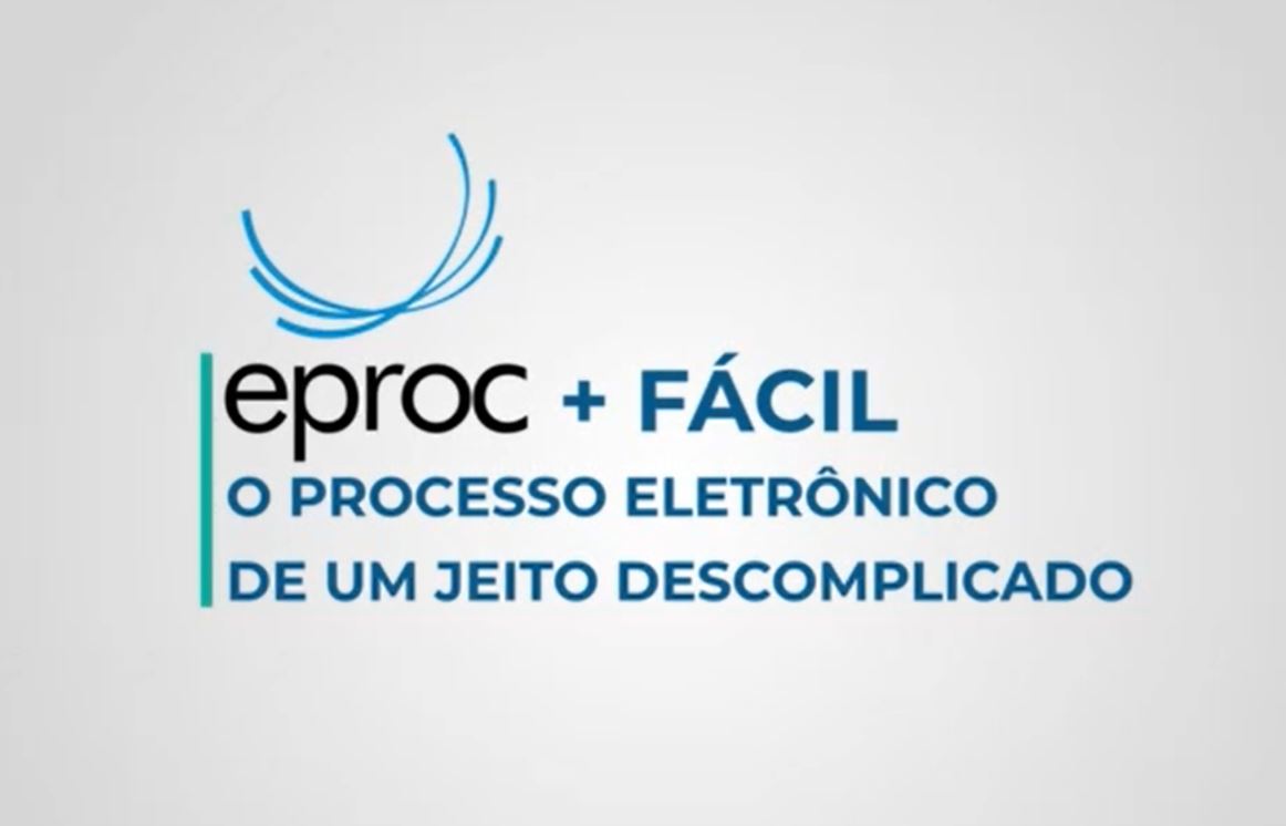 Imagem branca escrito eproc em preto e mais fácil em azul