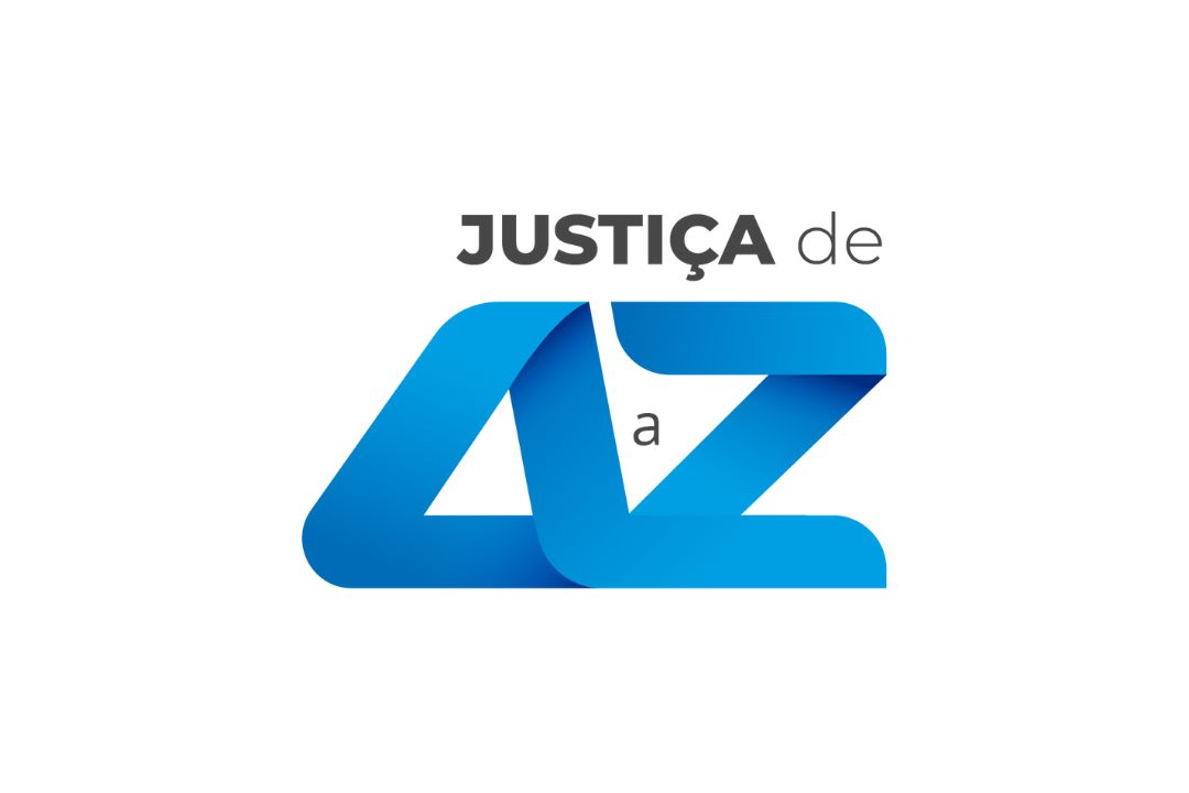 arte colorida no formato horizontal traz no centro a logo do programa justiça de a a z
