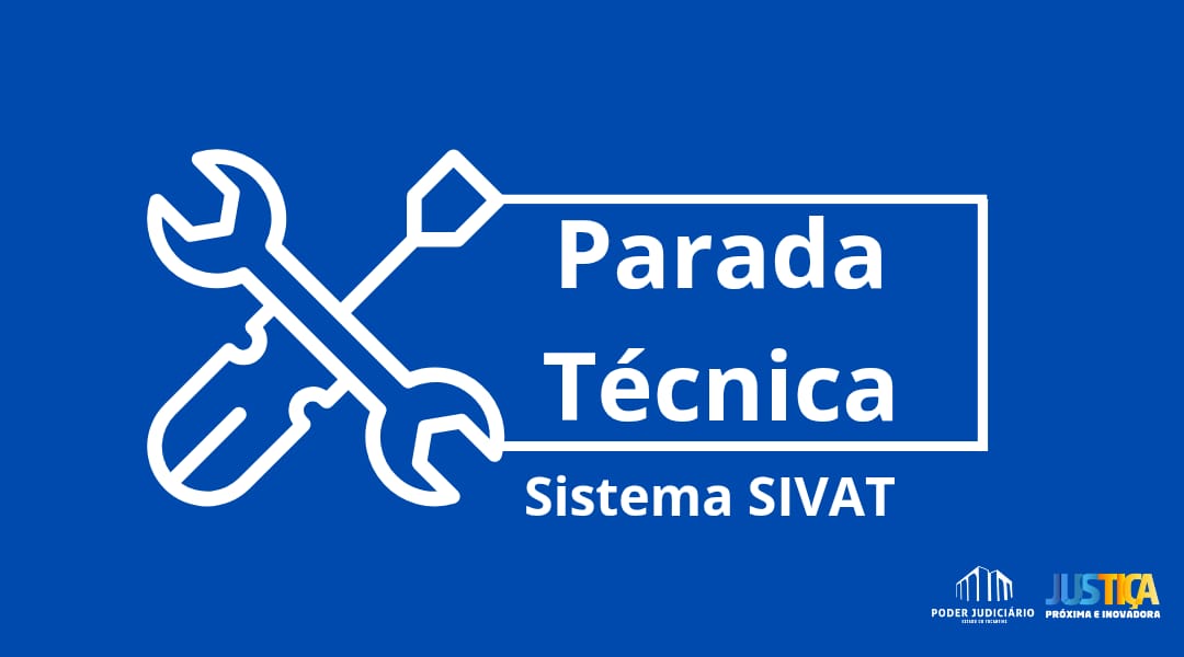 Imagem azul, com ferramentas em branco escrito parada técnica sistema SIVAT