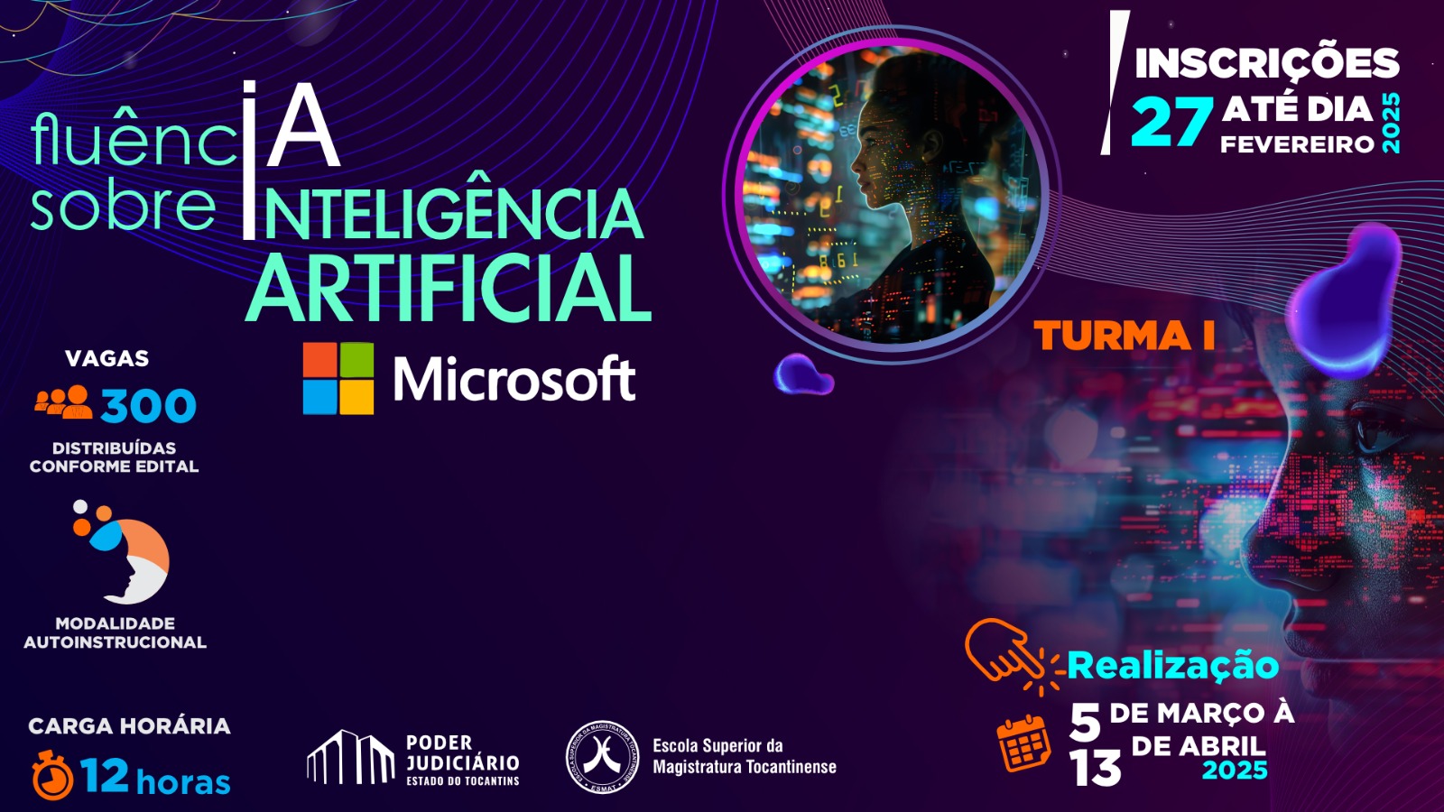 Card com fundo roxo com informações sobre capacitação em inteligência artificial