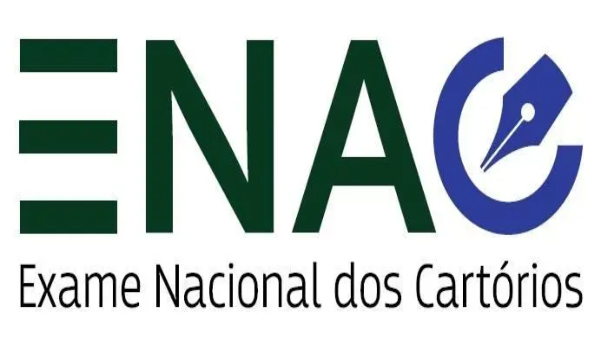 Arte em fundo branco com nome ENAC - Exame Nacional dos Cartórios ao centro 