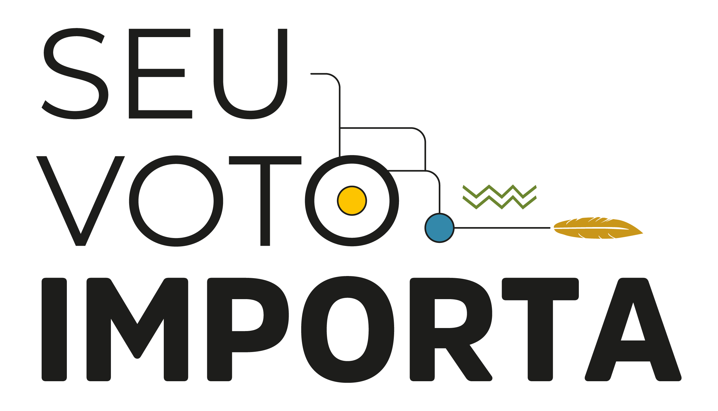 A imagem mostra a frase “Seu voto importa” em destaque sobre fundo preto, acompanhada de elementos gráficos nas cores amarelo, azul e verde.