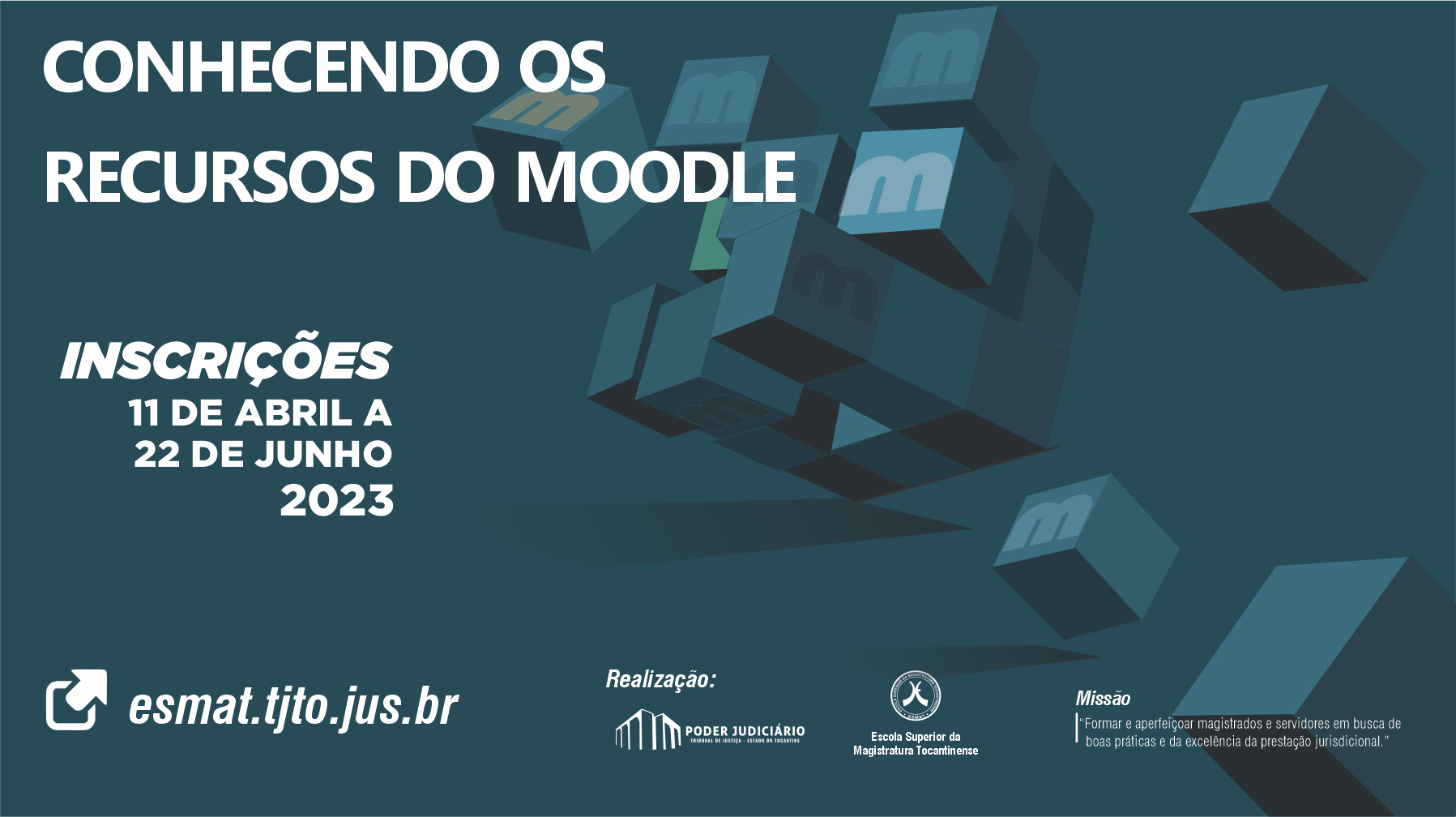 Arte para divulgação do curso “Conhecendo os recursos do Moodle”