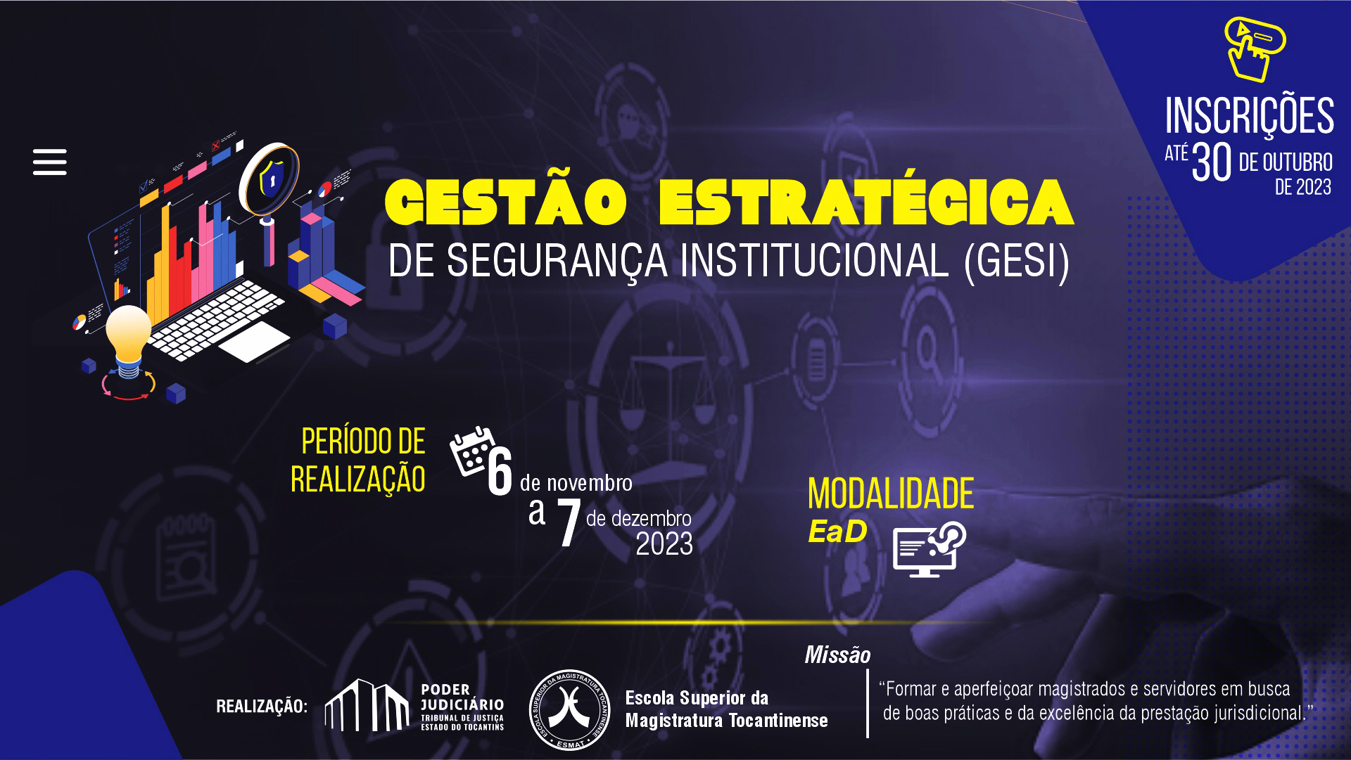 Arte para divulgação do Curso sobre Gestão Estratégica de Segurança Institucional (GESI)