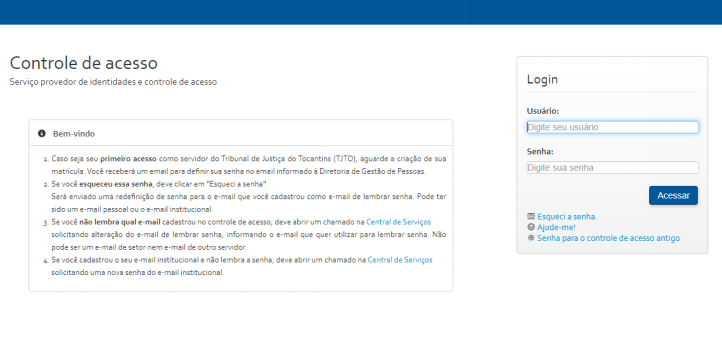 Tela de login do Egesp