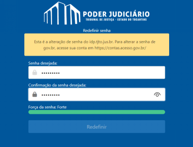 Formulário de redefinição de senha