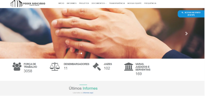 Página inicial com Acesso restrito